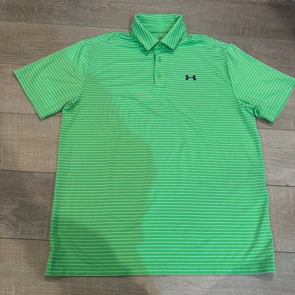 UNDER ARMOUR MENS GREEN LOOSE HEAT GEAR GOLF POLO SHIRT LARGE - Picture 1 of 7